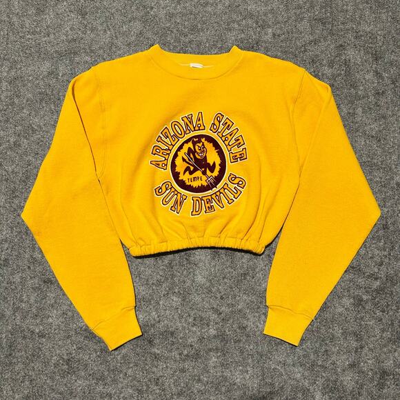 Vintage ASU Sun Devils Cropped Russell Athletic Sweatshirt Women’s Small - Picture 1 of 6